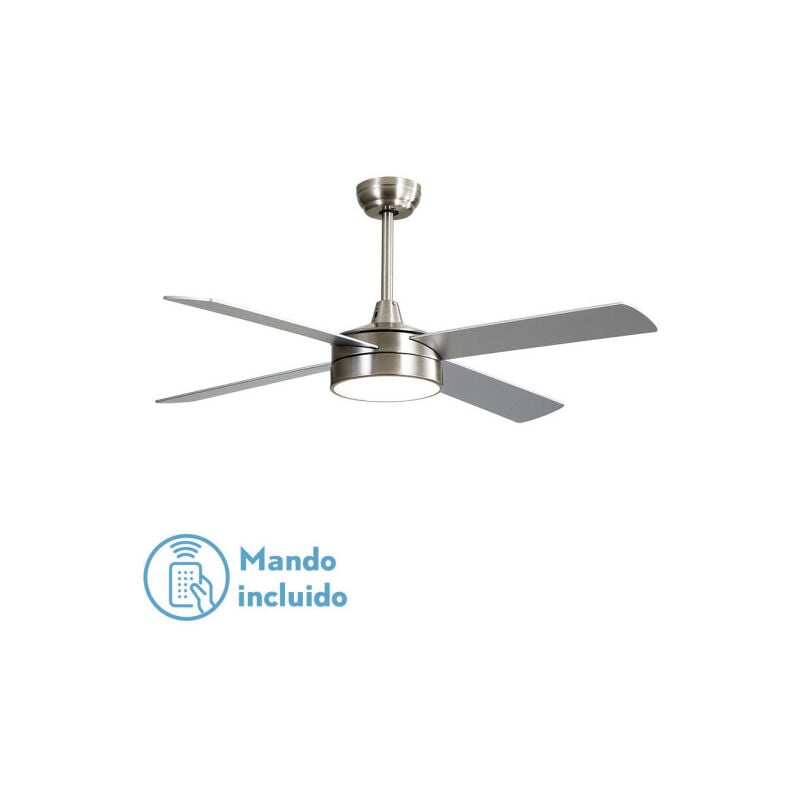 foto del prodotto ventilatore dc nevery 26w nickel 4 pale faggio argento 122d 2950lm 3000 4000 6000k remote timer memory 24