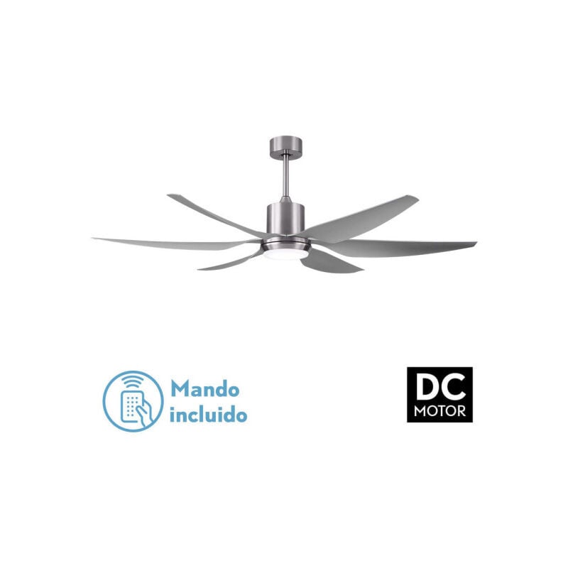 foto del prodotto ventilatore dc otto 24w 2950lm nichel 6 pale argento reg.x167d 3000 4000 6000k 2 pale c remoto, memoria e timer