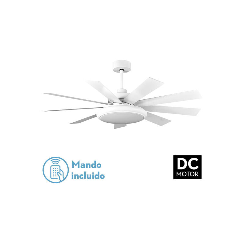 foto del prodotto ventilatore dc pireo 36w white 9 pale bianco faggio 6 vel 3000k, 4500k, 6000k 3800lm 132d w remote, memory timer