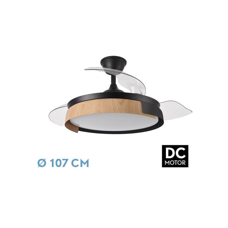 foto del prodotto ventilatore dc provenza 72w 7200lm nero haya 3asp.fold out 36 51x50 107d.3col, telecomando, timer, memoria