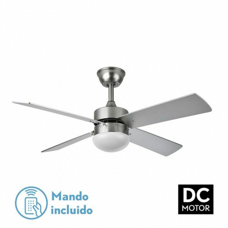 foto del prodotto ventilatore dc sofia 2xe27 nickel 4 pale rev.faggio argento 40x107d con timer remoto