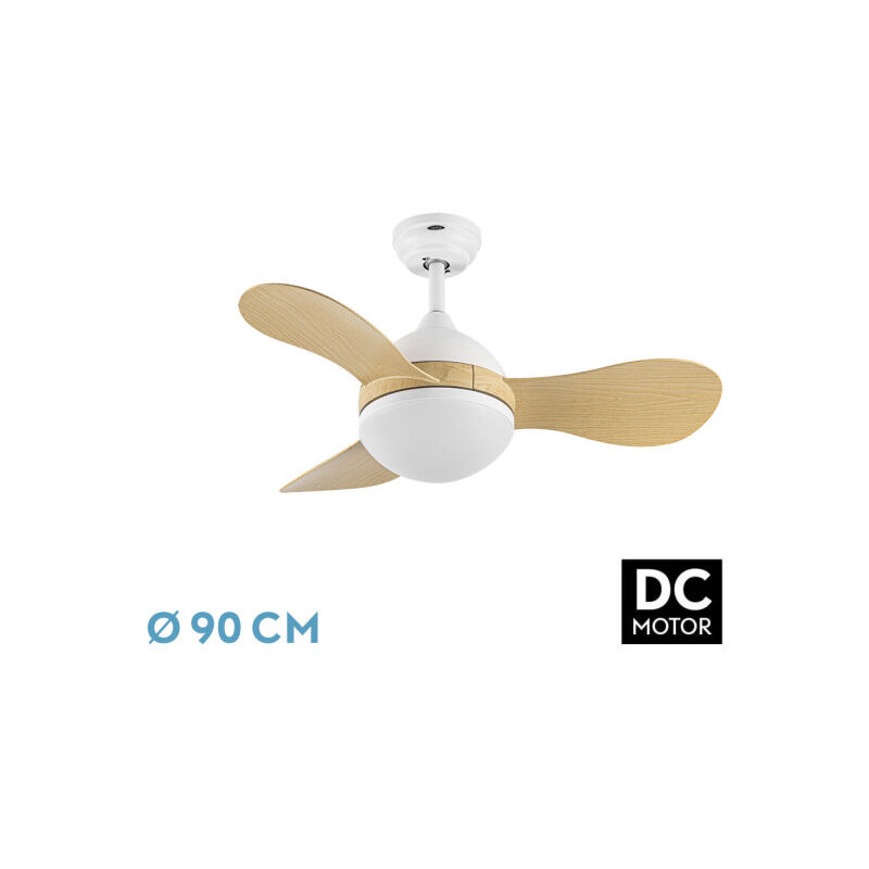 foto del prodotto ventilatore dc solid 24w white 3 stage beech 91d 2640lm 3000 4000 6500k remote memory timer