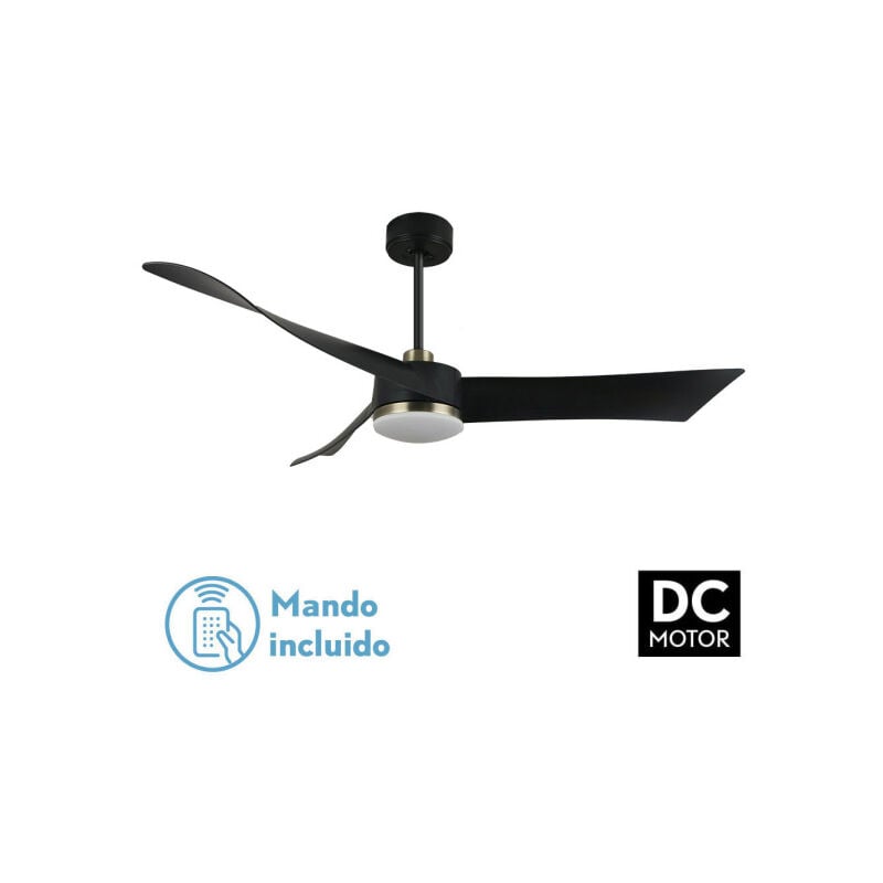 foto del prodotto ventilatore dc tempel 26w nero pelle 3 pale 132d 6vel. 3000k, 4000k, 6500k 2950lm con telecomando, memoria e timer