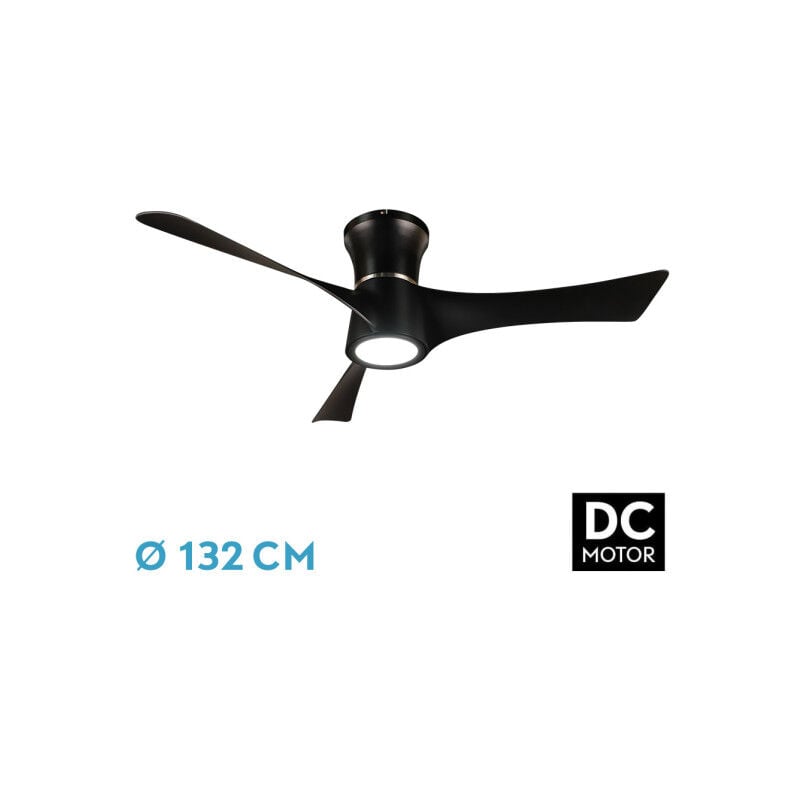 foto del prodotto ventilatore dc tianas 18w nero 3aspas 132d ventilatore dimmerabile 2250lm intensit 3000k,4000k,6000k remoto timer memoria