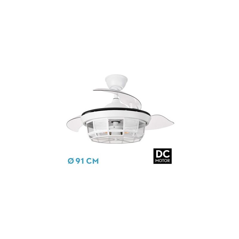 foto del prodotto ventilatore dc tornado bianco 3xe27 91d 3 pale orientabili 6 velocit con telecomando e timer