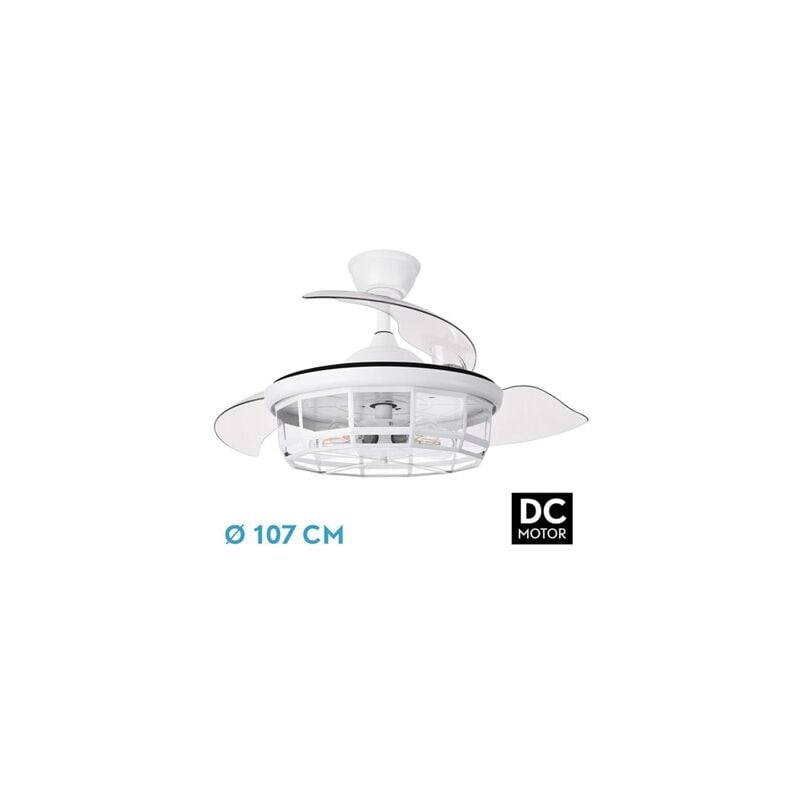 foto del prodotto ventilatore dc tornado bianco 5xe27 107d 3 pale orientabili 6 velocit con telecomando e timer