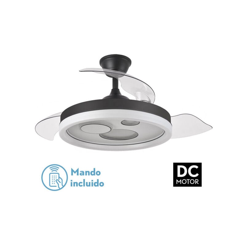 foto del prodotto ventilatore dc turia 72w 6120lm nero bianco 3 asp.desp. 32 47x50 110d. 3 colori c remoto timer memoria