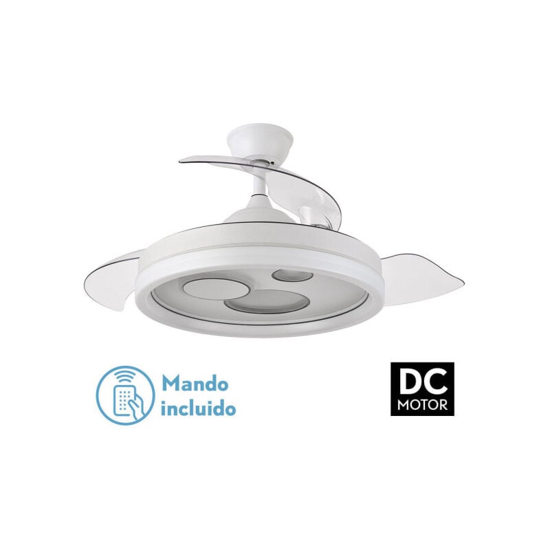 foto del prodotto ventilatore dc turia 72w 6120lm white 3 asp.pieghevole 32 47x50 107d. 3 colori terremoto timer di memoria fabrilamp