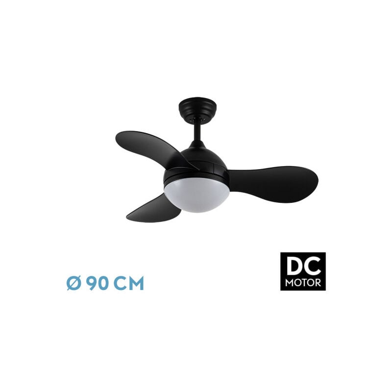 foto del prodotto ventilatore dc ventilatore solido 24w nero 3aspas 91d 2640lm 3000 4000 6500k telecomando memoria timer