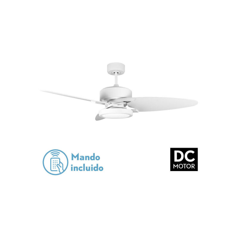 foto del prodotto ventilatore dccross 30w white 3 blades white beech 6vel. 3 colori 3250lm132d telecomando, memoria e timer fabrilamp