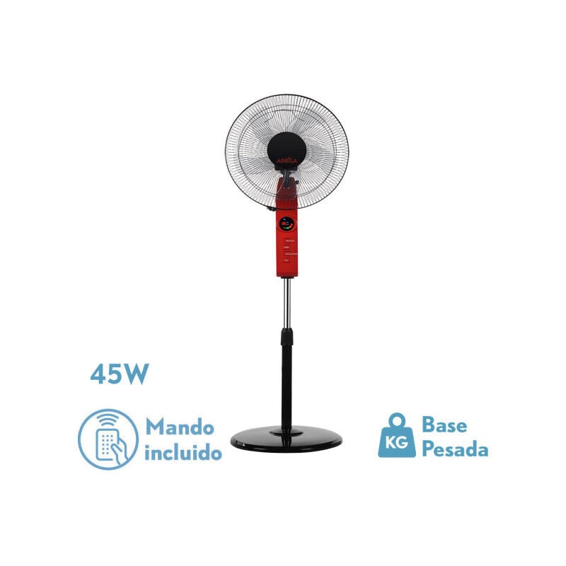 foto del prodotto ventilatore de foot circus rosso nero 3vel 45w regx43x40cm oscillante 5asp.w remote,timer