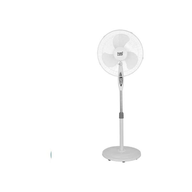 foto del prodotto ventilatore de pie bise blanc 3 vel 45w regx43x40cm oscillante 3 lame bianche terremoto timer fabrilamp