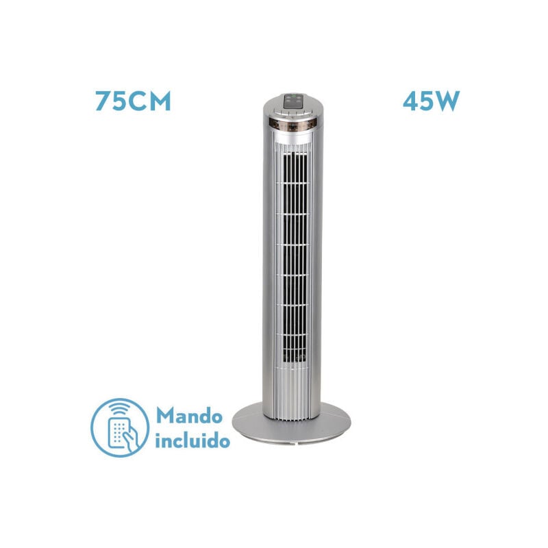 immagine 0 del prodotto ventilatore de tower orbigo silver 3vel 45w w remote oscillating timer 75x27x27cm