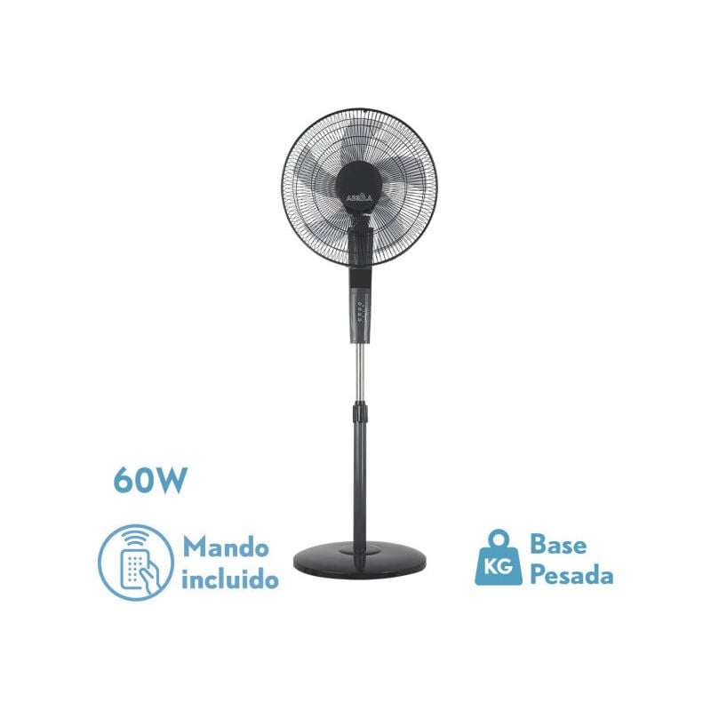 foto del prodotto ventilatore de ventilatore da pavimento ray grigio nero 3 velocit 60w.5 asp 43d w remote e timer 0,5h 7,5h