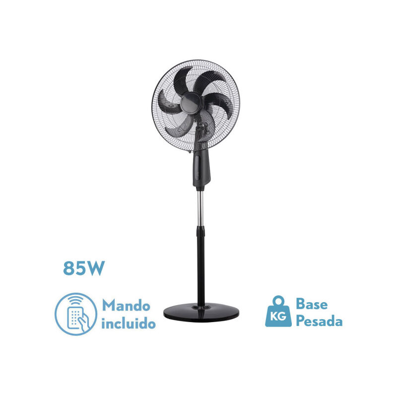 foto del prodotto ventilatore de ventilatore da pavimento tolon nero 3 velocit 85w 6 passi timer remoto 3 modalit de aria regx50x43 cm