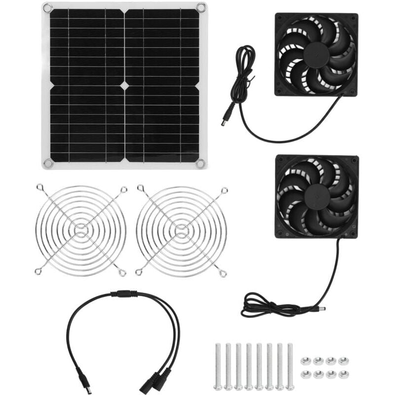 foto del prodotto ventilatore di scarico alimentato ad energia solare, ventilatore solare impermeabile da 20 w, ventilatore solare usb, pannello solare, serra per