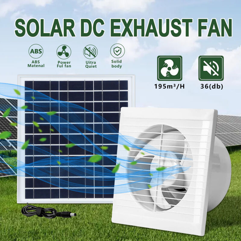foto del prodotto ventilatore di scarico solare 12v dc, ventilatore potente e silenzioso per casa, cucina e bagno
