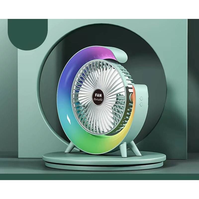 foto del prodotto ventilatore e lampada da scrivania, ventilatore da tavolo rotante con 3 velocit regolabili, ventilatore da scrivania con luce ambientale,