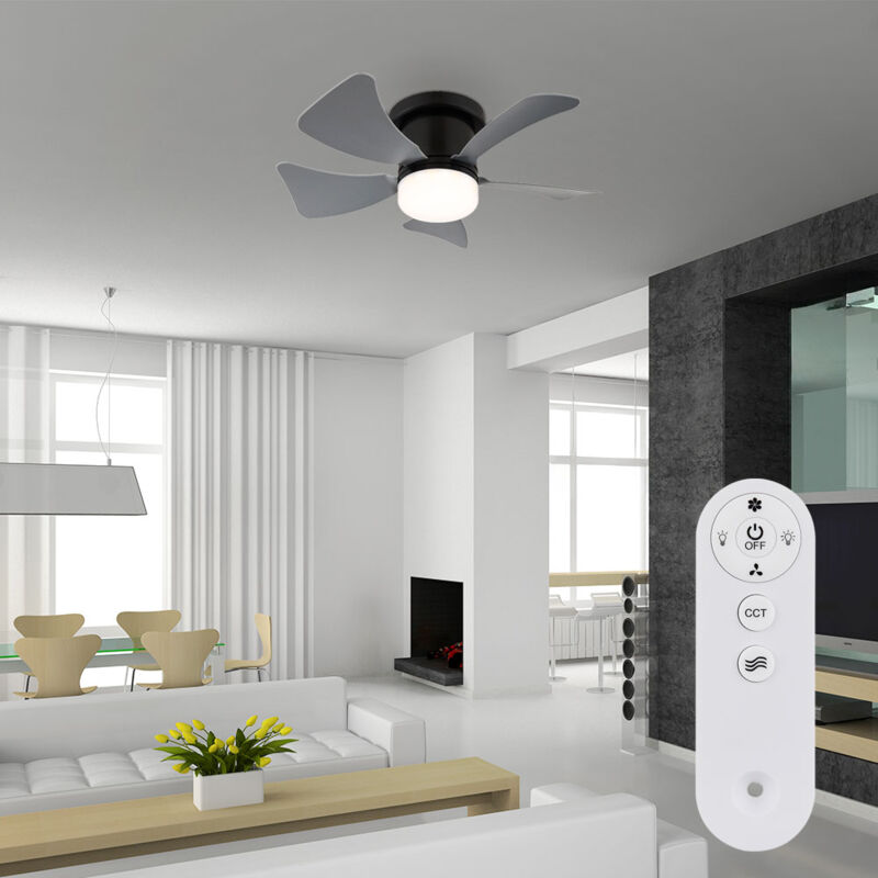 foto del prodotto ventilatore led da soffitto ventilatore telecomandato lampada diurna ventilatore grigio timer cct, 10w 750lm bianco caldo bianco freddo, d 40,6 cm