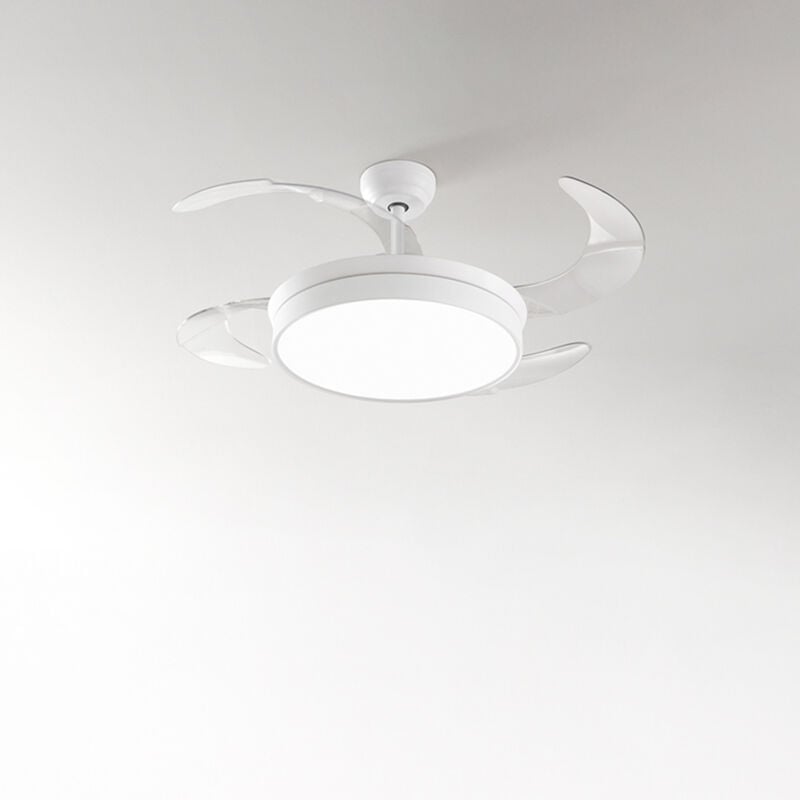 foto del prodotto ventilatore metallo bianco 4 pale acrilico trasp. diffusore in acrilico satinato