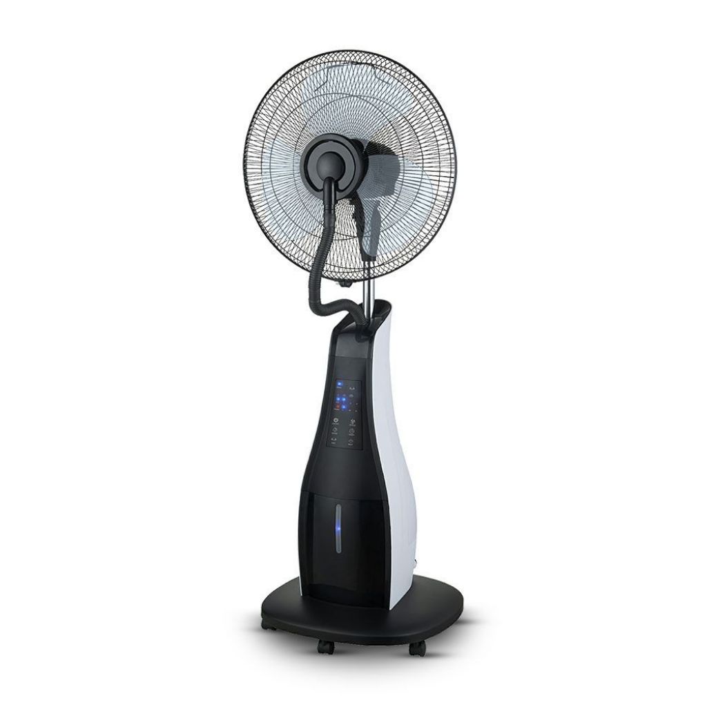 foto del prodotto ventilatore nebulizzatore led 80w con 3 pale da 17 base rotonda e telecomando capacità 3.2l