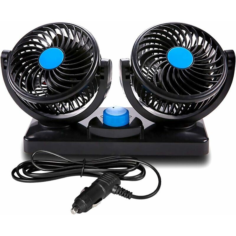 immagine 0 del prodotto ventilatore per auto da 12 v con doppia testa rotante, silenzioso, girevole a 360 gradi, 2 velocit , regolabile, doppio ventilatore per auto con
