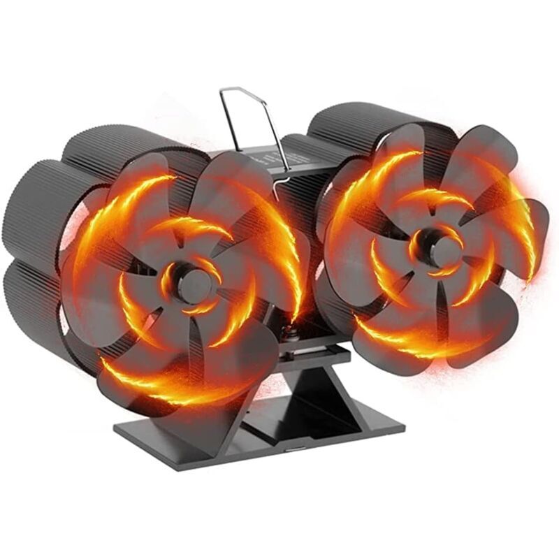 foto del prodotto ventilatore per stufa a legna 2024, ventilatore per camino da 12 pezzi, funzionamento silenzioso, distribuzione del calore ecologica ed efficiente