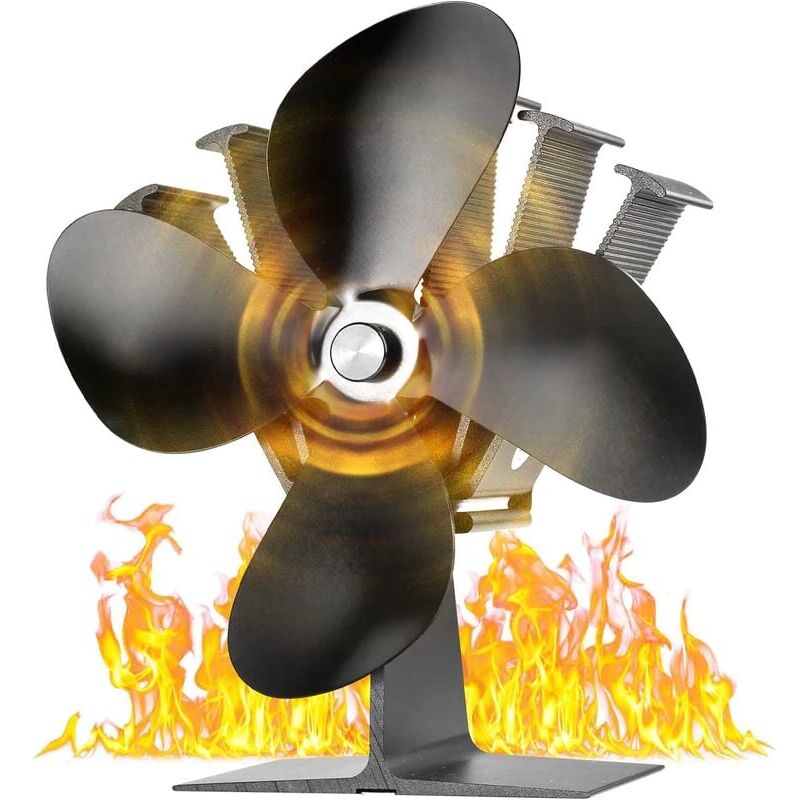 foto del prodotto ventilatore per stufa a legna 40 c avvio silenzioso, ventilatore per stufa a 4 pale alimentato a calore, ecofan per stufa a legna, camino