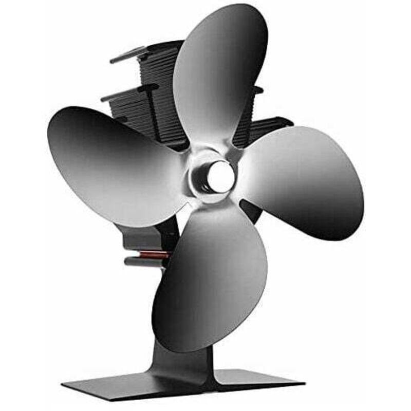 foto del prodotto ventilatore per stufa a legna, si avvia silenziosamente a 40°c. questo ventilatore per stufa a legna è alimentato a calore e ha 4 pale. è adatto per l'uso con stufe a legna e