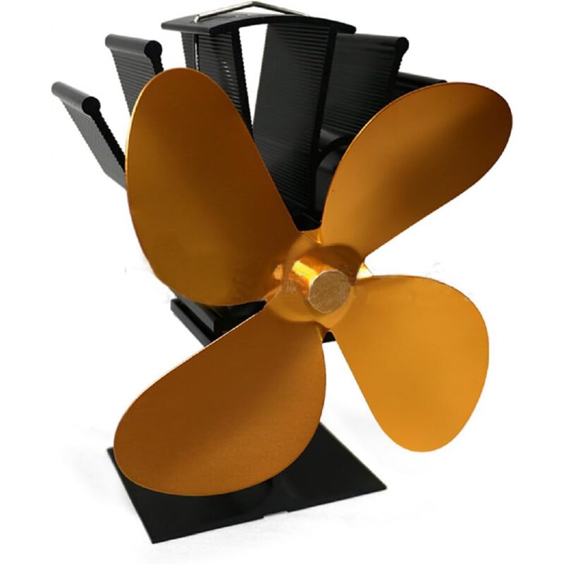 foto del prodotto ventilatore per stufa a legna, ventilatore per camino con termometro magnetico per stufa a legna, 4 pale alimentate a calore, compatibile con la