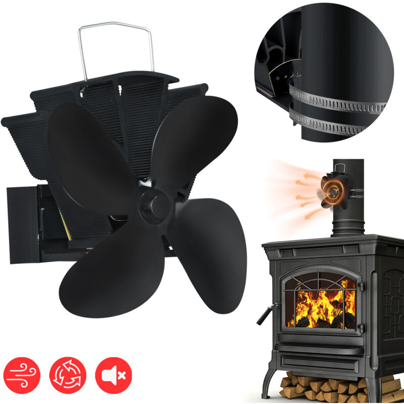 foto del prodotto ventilatore per stufa a sospensione, ventilatore per camino ventilatore per stufa riscaldato con 4 pale hengmei