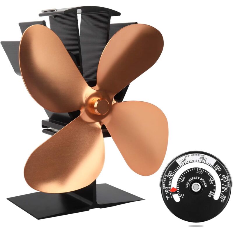 foto del prodotto ventilatore per stufa silenzioso alimentato a calore con 4 pale per stufe a legna legna stufe a camino ecologico oro