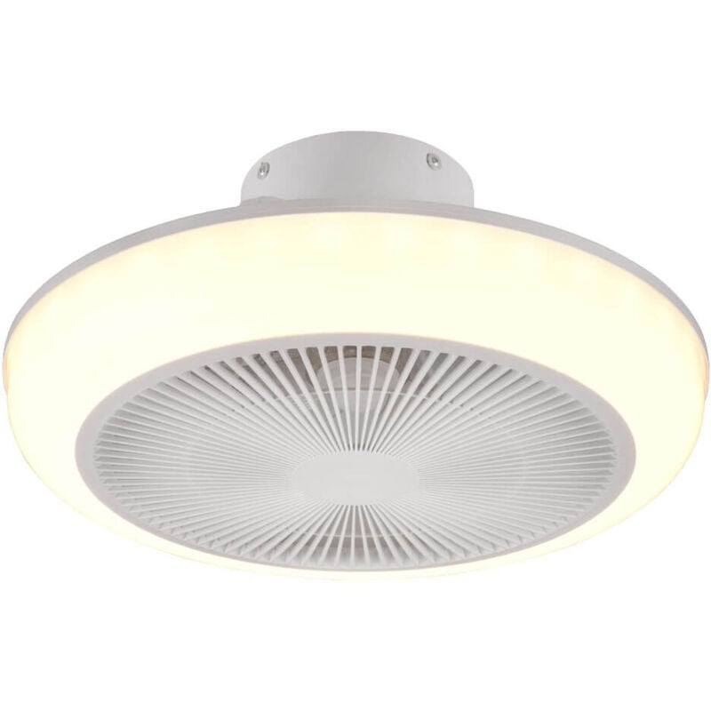 foto del prodotto ventilatore plafoniera led a soffitto mjolby 46 cm moderno colore bianco latte