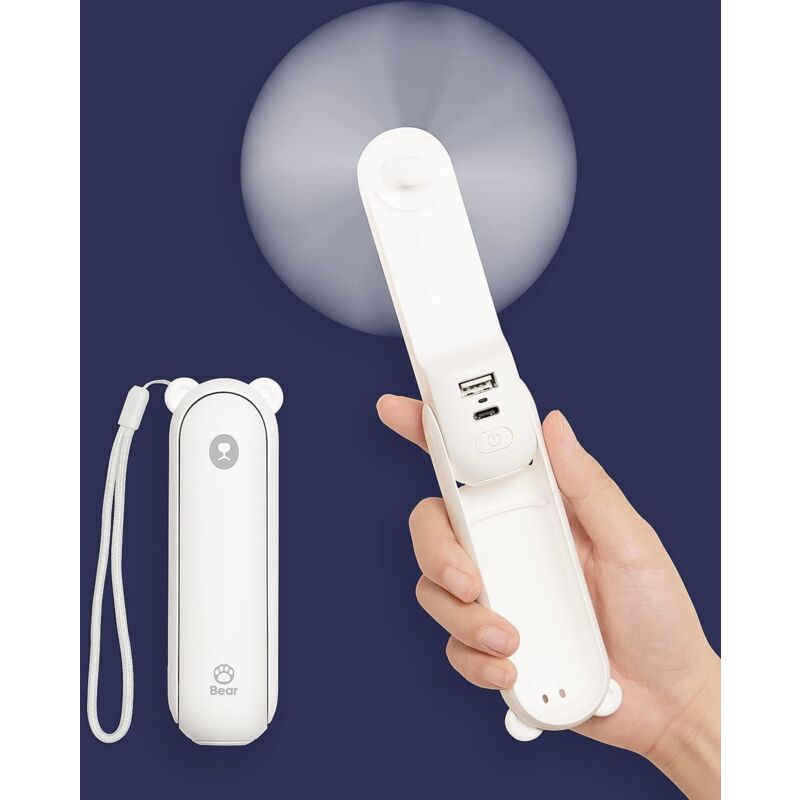 foto del prodotto ventilatore portatile con power bank durata della batteria 46 ore, batteria 4800 mah bianco 