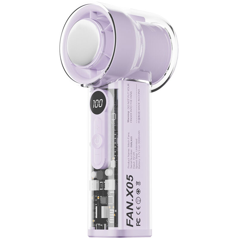 foto del prodotto ventilatore portatile tascabile con refrigeratore integrato, batteria da 3000 mah, 6 velocit , display led, turbo ad alta velocit , scocca