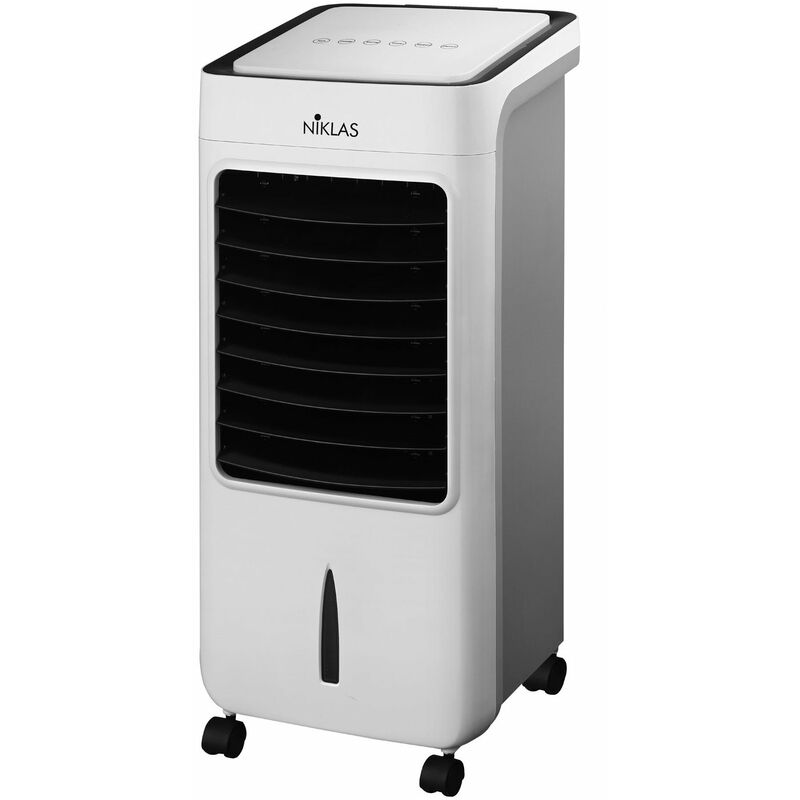 foto del prodotto ventilatore raffrescatore evaporativo con telecomando e pannello di controllo touch niklas iceberg