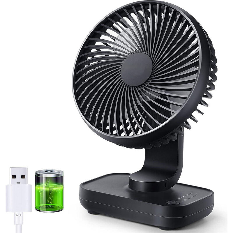 foto del prodotto ventilatore ricaricabile tramite usb, batteria da 4000 mah, piccolo e potente, ventilatore da tavolo e da scrivania, 4 velocit , mini ventilatore