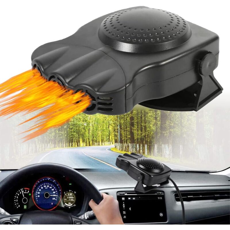 foto del prodotto ventilatore riscaldante per auto, 12 v 150 w, rotazione a 360 , ventilatore portatile 2 in 1, funzione di riscaldamento e raffreddamento rapidi per