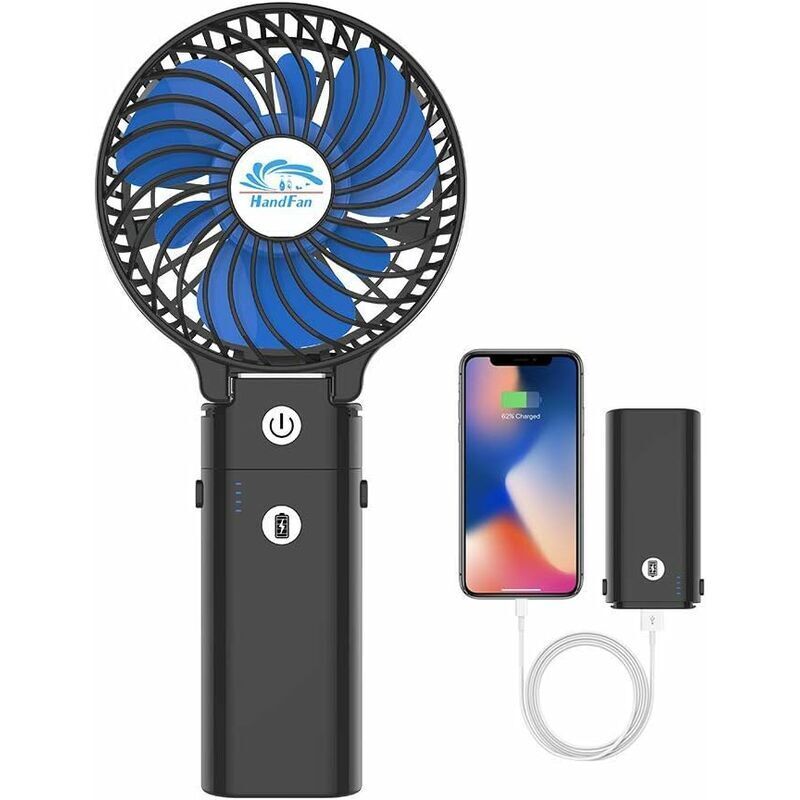 foto del prodotto ventilatore rotazionale handfan 5200mah ventilatore portatile ricaricabile a batteria mini ventilatore da tavolo pieghevole