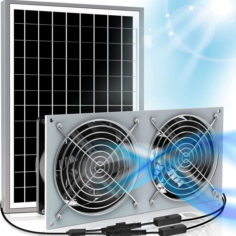 foto del prodotto ventilatore solare da 15 w per rifugio per animali domestici pi 2 ventilatori di scarico ad alta velocit cc