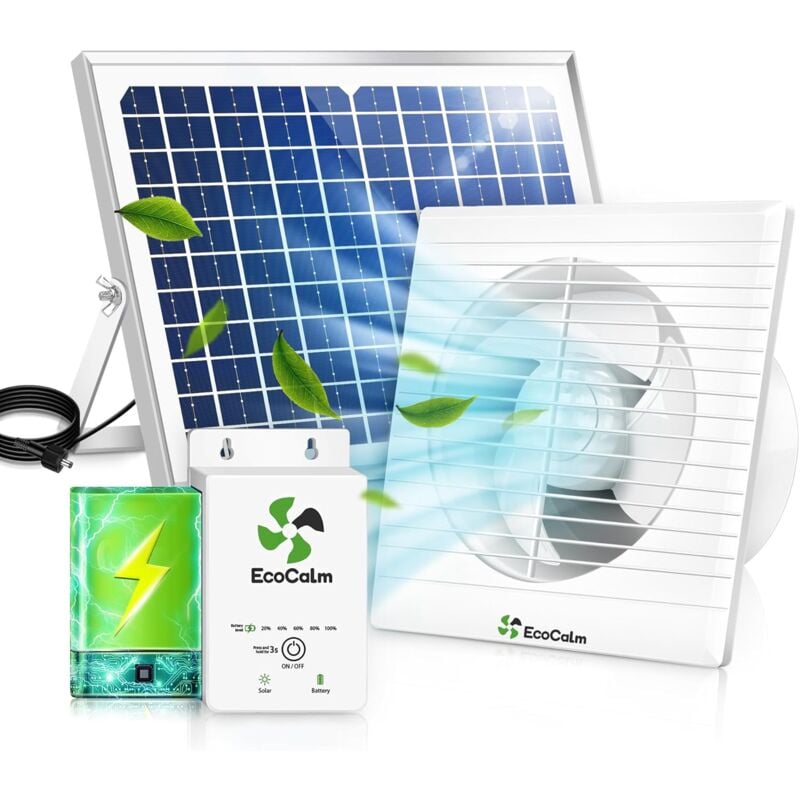 foto del prodotto ventilatore solare per pollai a batteria, ventilatore solare con pannello solare bifacciale da 12 w e connettore per ventola di scarico da 4 pollici