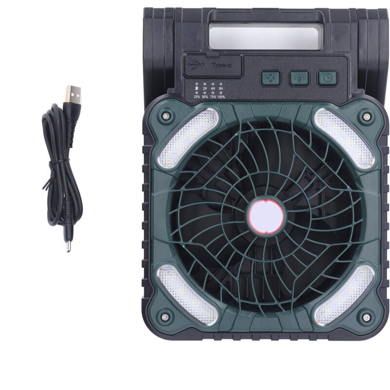 foto del prodotto ventilatore solare portatile con luce led batteria al litio da 10000 mah uscita usb ricarica ventola ricaricabile a 4 velocit per uso esterno