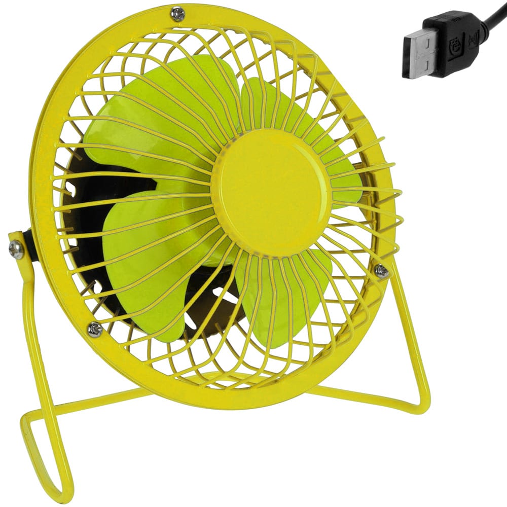 foto del prodotto ventilatore usb metallo giallo verde 13,5cm