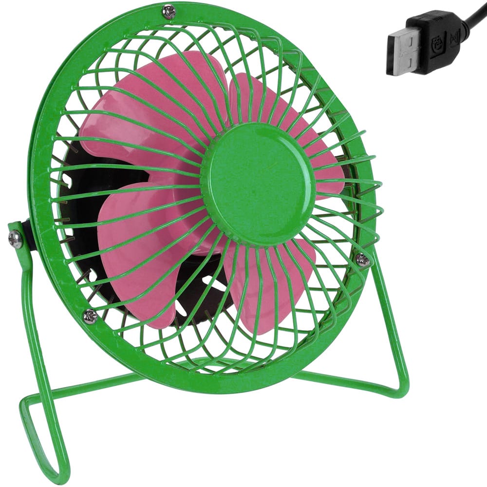 foto del prodotto ventilatore usb metallo verde rosa 13,5cm