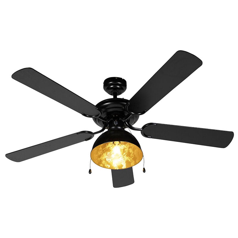 foto del prodotto ventilatori da soffitto magna licht88 industriale legno,acciaio nero tondo max. 1 x watt qazqa