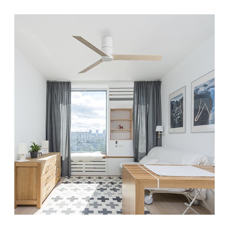 foto del prodotto ventyly hybrid ventilatore da soffitto bianco cenere iot