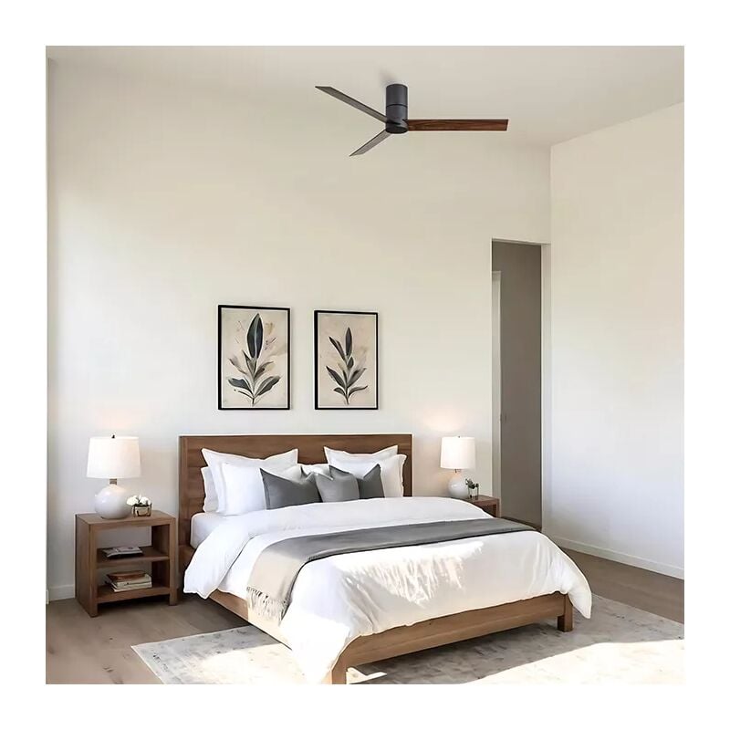 foto del prodotto ventyly hybrid ventilatore da soffitto nero noce