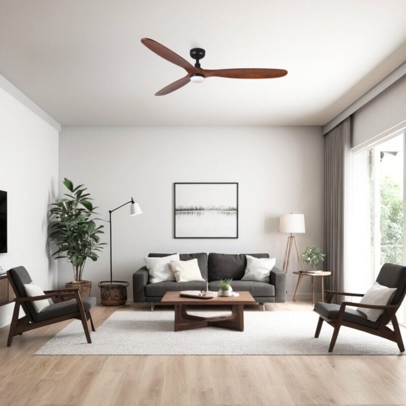 immagine 0 del prodotto ventyly rowind l ventilatore da soffitto nero noce scuro con luce 152 cm