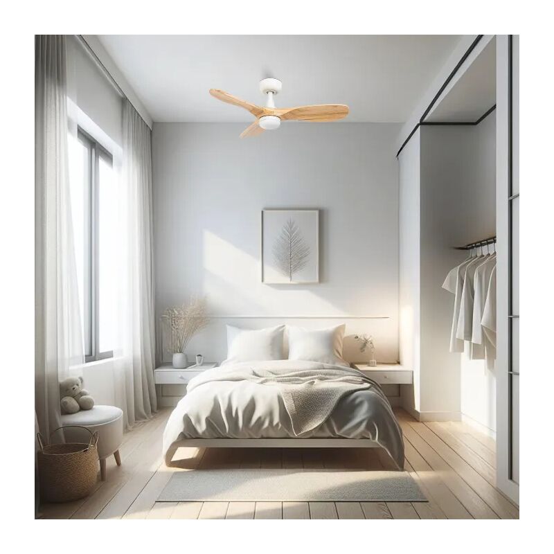 foto del prodotto ventyly rowind ventilatore bianco quercia con luce 90 wifi