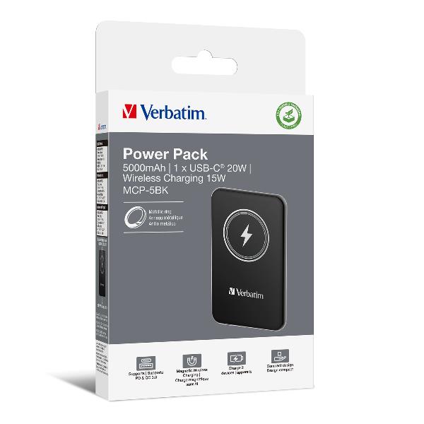 foto del prodotto verbatim charge n go polimeri di litio lipo 5000 mah carica wireless nero